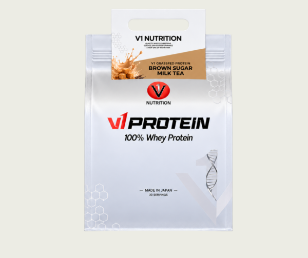 V1 GRASS – FED WHEY PROTEIN – Made In Japan (Hương Trà Sữa Đường Đen 900g – 30 lần dùng )